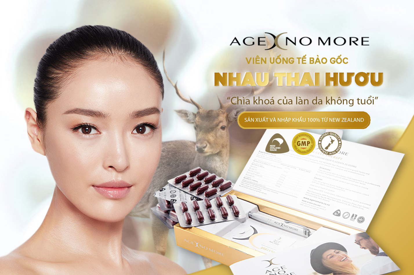 Viên Uống Nhau Thai Hươu Age No More Deer Placenta 60v