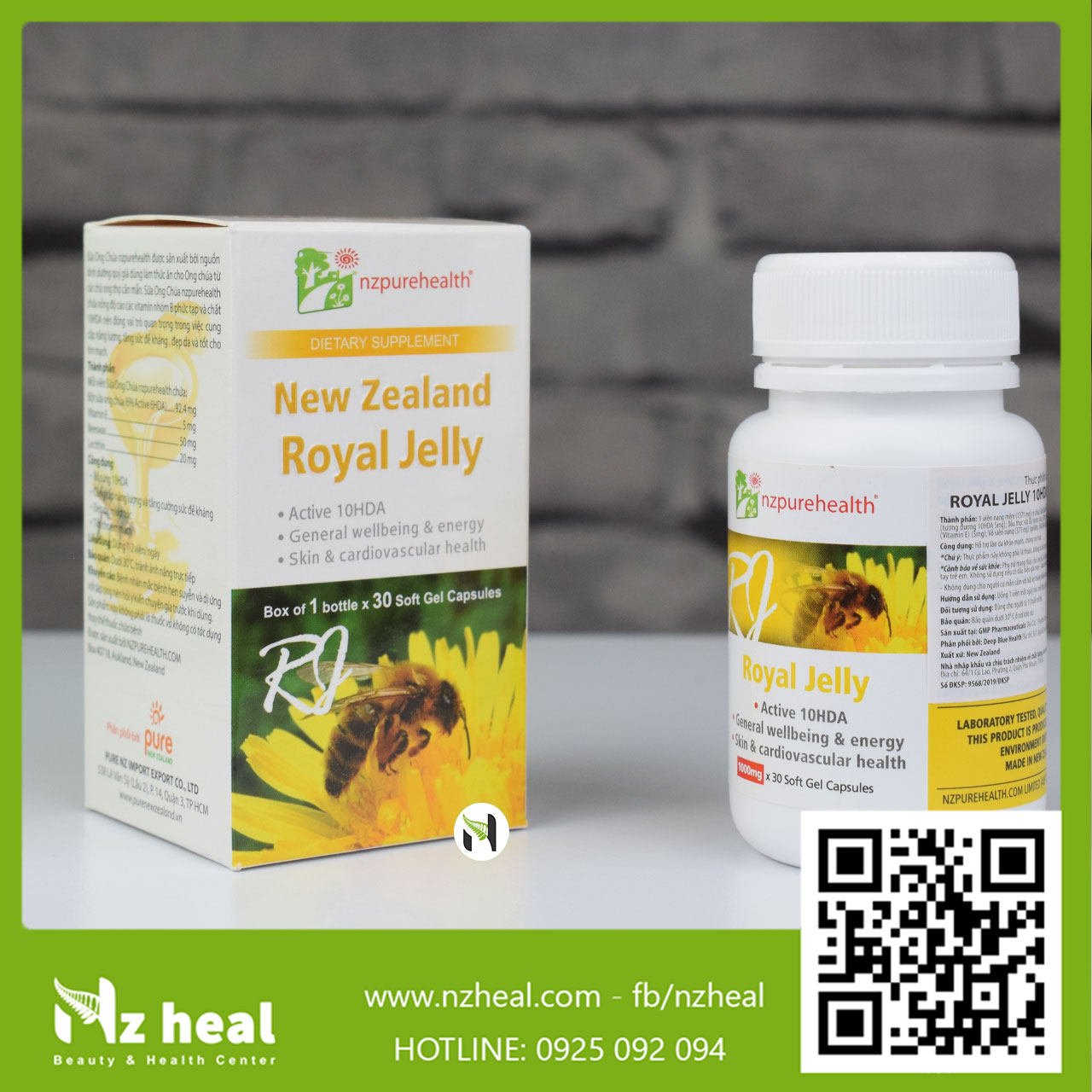 Viên Uống Sữa Ong Chúa Royal Jelly NZPureHealth (30 viên)