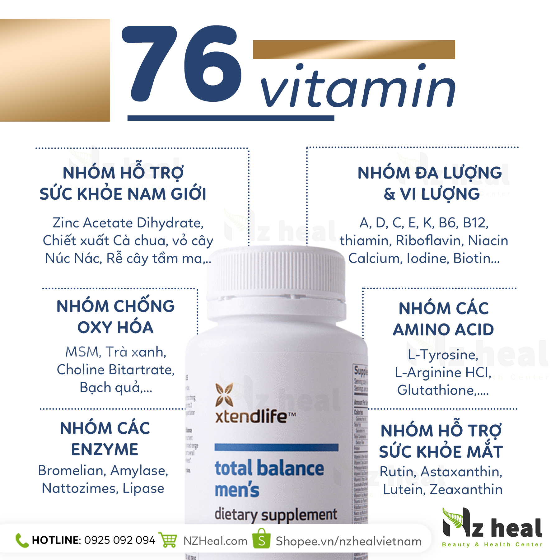 Công dụng Vitamin Tổng Hợp Cho Nam Xtend-Life Total Balance Men's