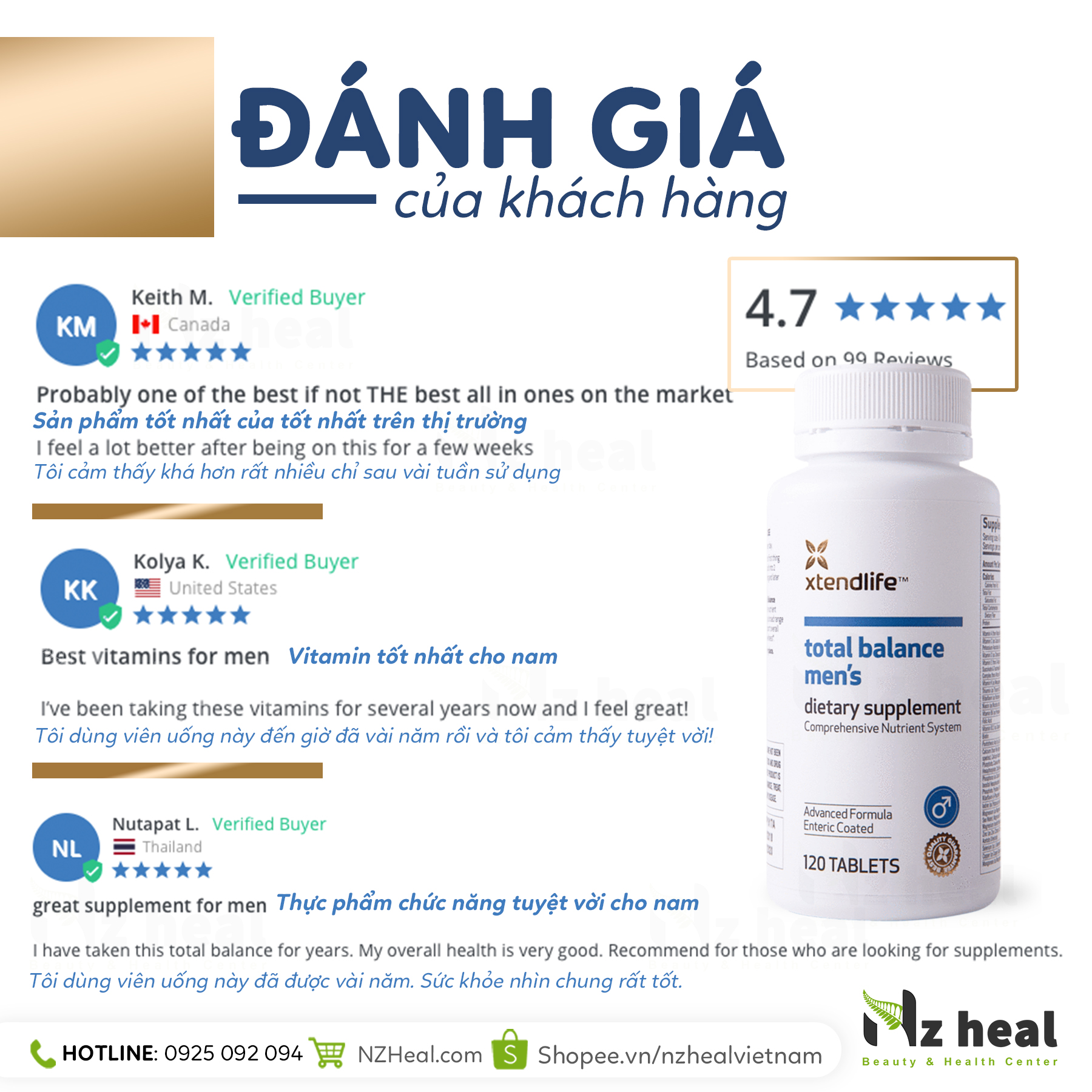 Review Viên Uống Vitamin Tổng Hợp Cho Nam Xtend-Life Total Balance Men's