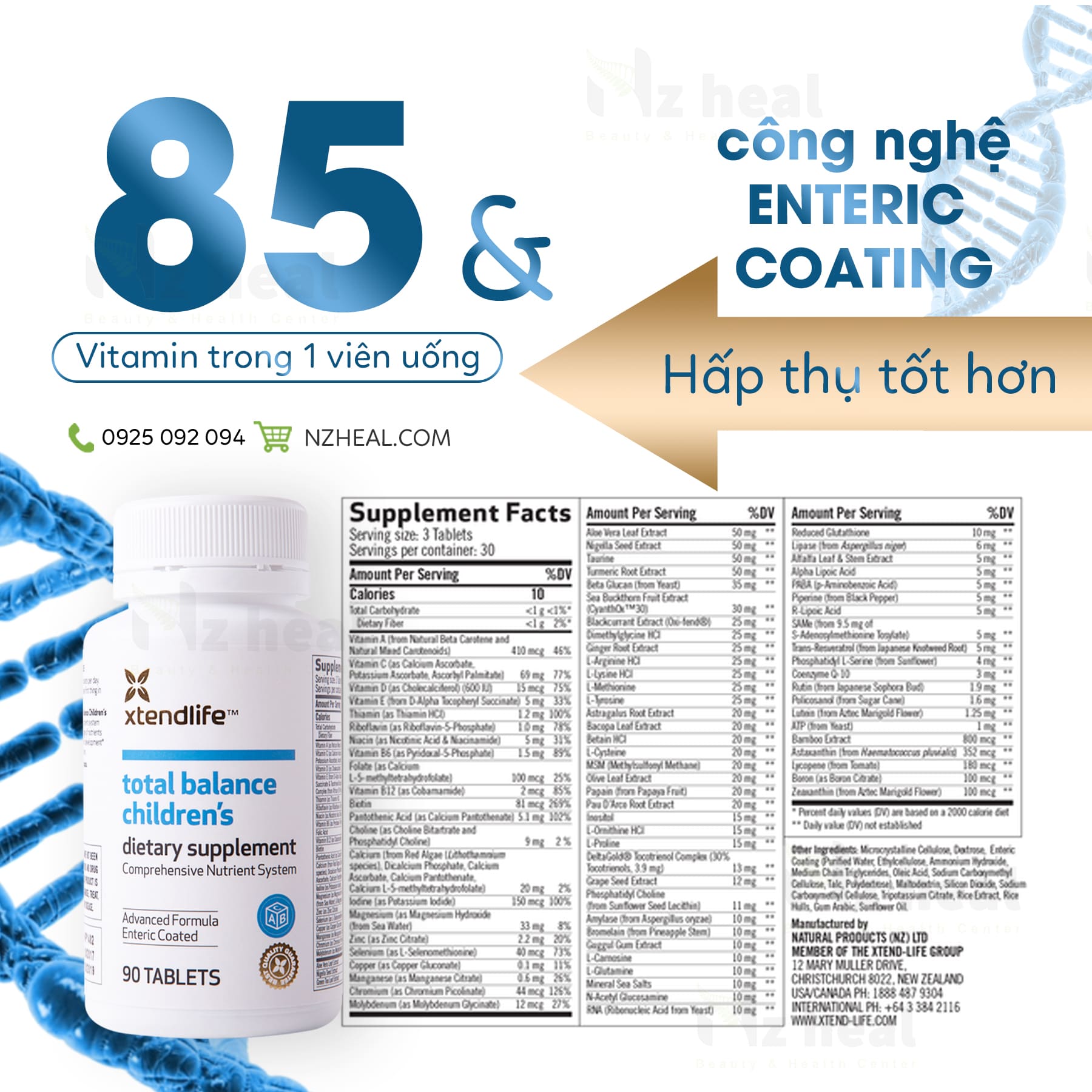 Thành phần Vitamin Tổng Hợp Cho Bé Total Balance Children’s Xtend-Life