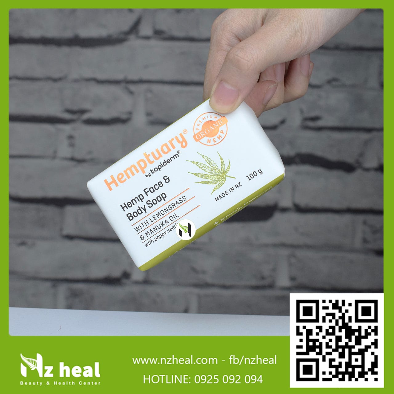 Xà Phòng Rửa Mặt & Cơ Thể Từ Hạt Gai Dầu Hemptuary Face and Body Soap 100g