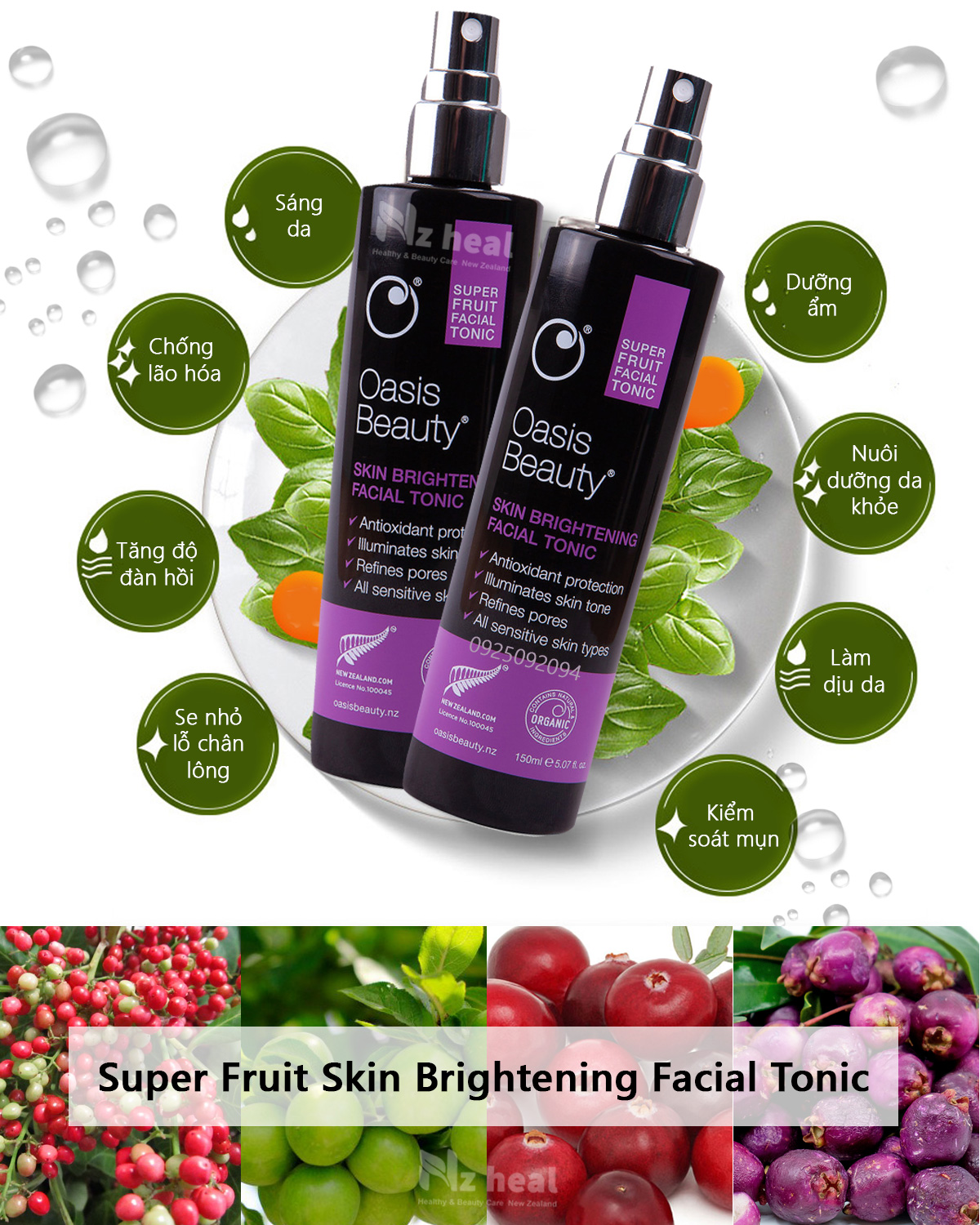 Xịt dưỡng trắng da, chống lão hóa Super Fruit Skin Brightening Facial Tonic