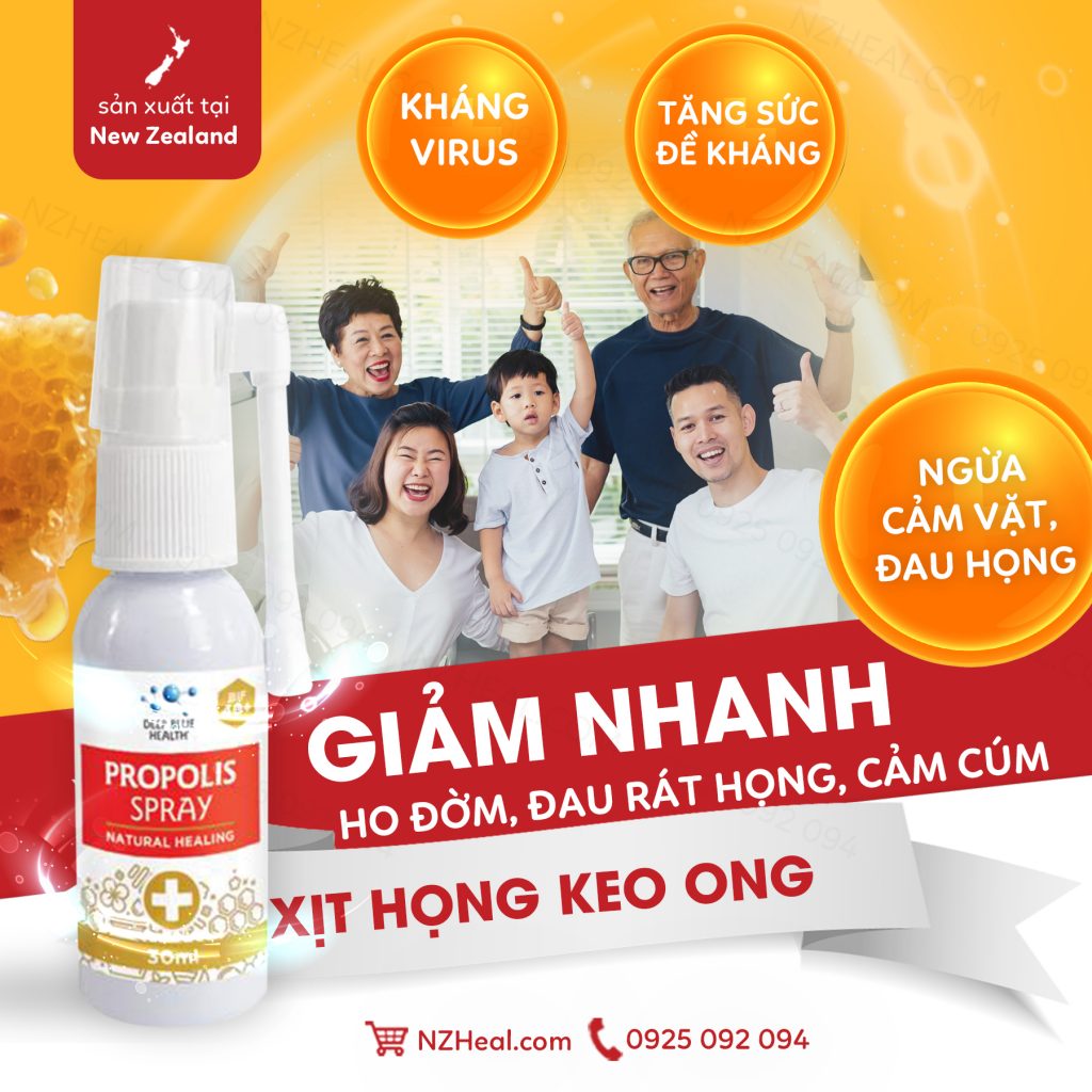 Xịt họng keo ong Deep Blue Health Propolis Spray Plus (BIF 40+) 30ml