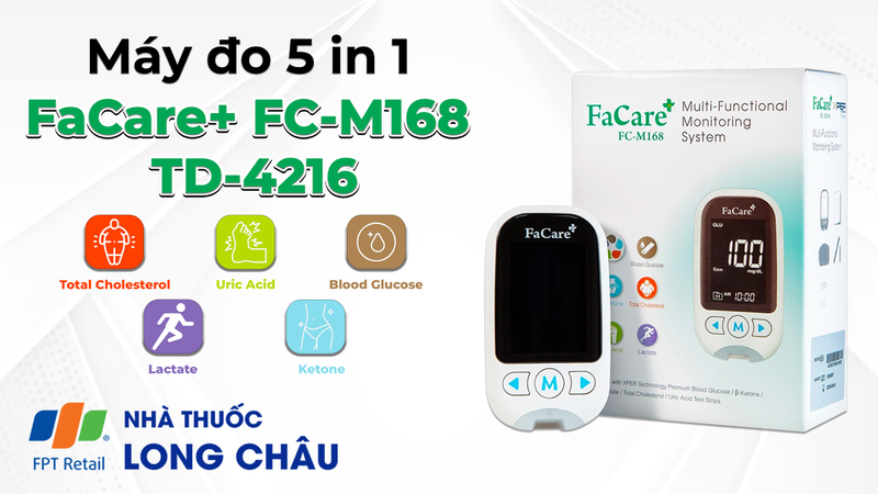 máy đo 5 trong 1 Facare Bluetooth đo mỡ máu và đường huyết overview