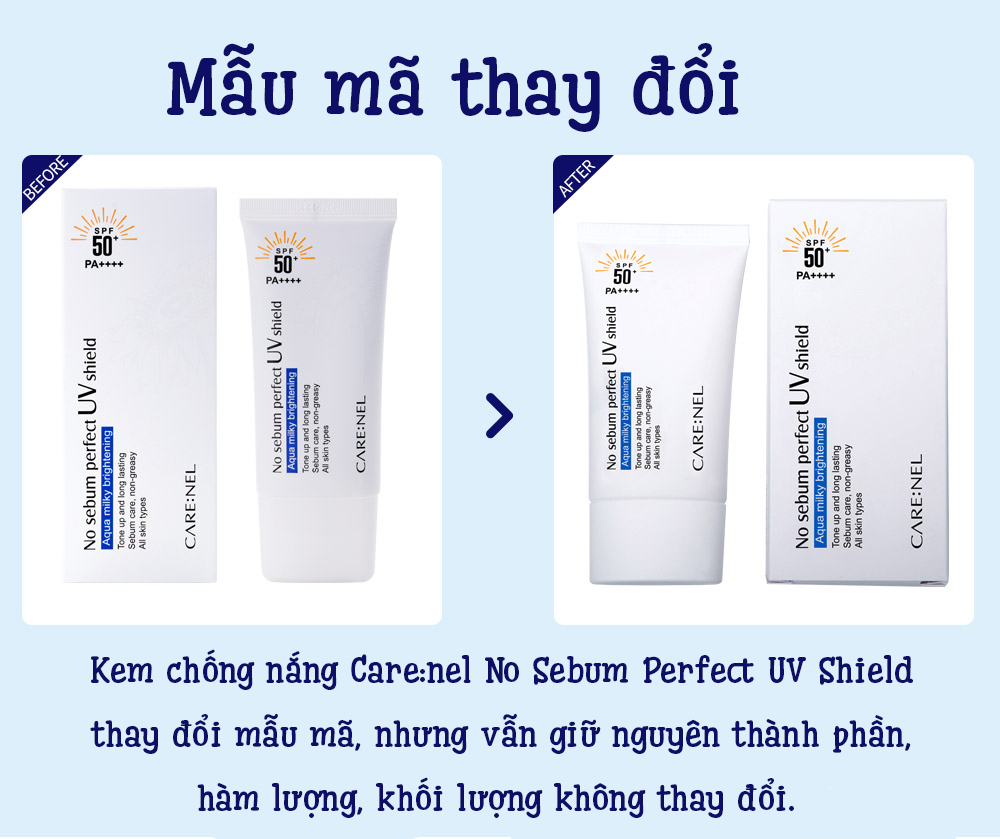 Kem chống nắng Care:nel No Sebum — mặt trước sản phẩm