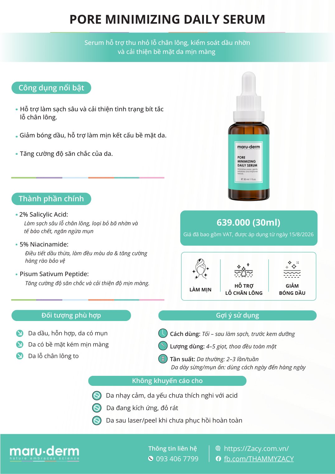 Serum Pore Minimizing Daily Serum MARUDERM – thông tin sản phẩm từ nhà sản xuất
