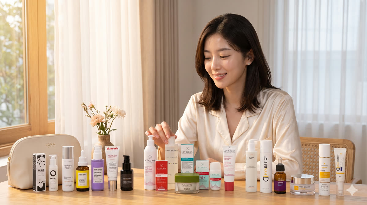 Bộ sản phẩm trong kit điều trị sắc tố tại Lona Skin Lab