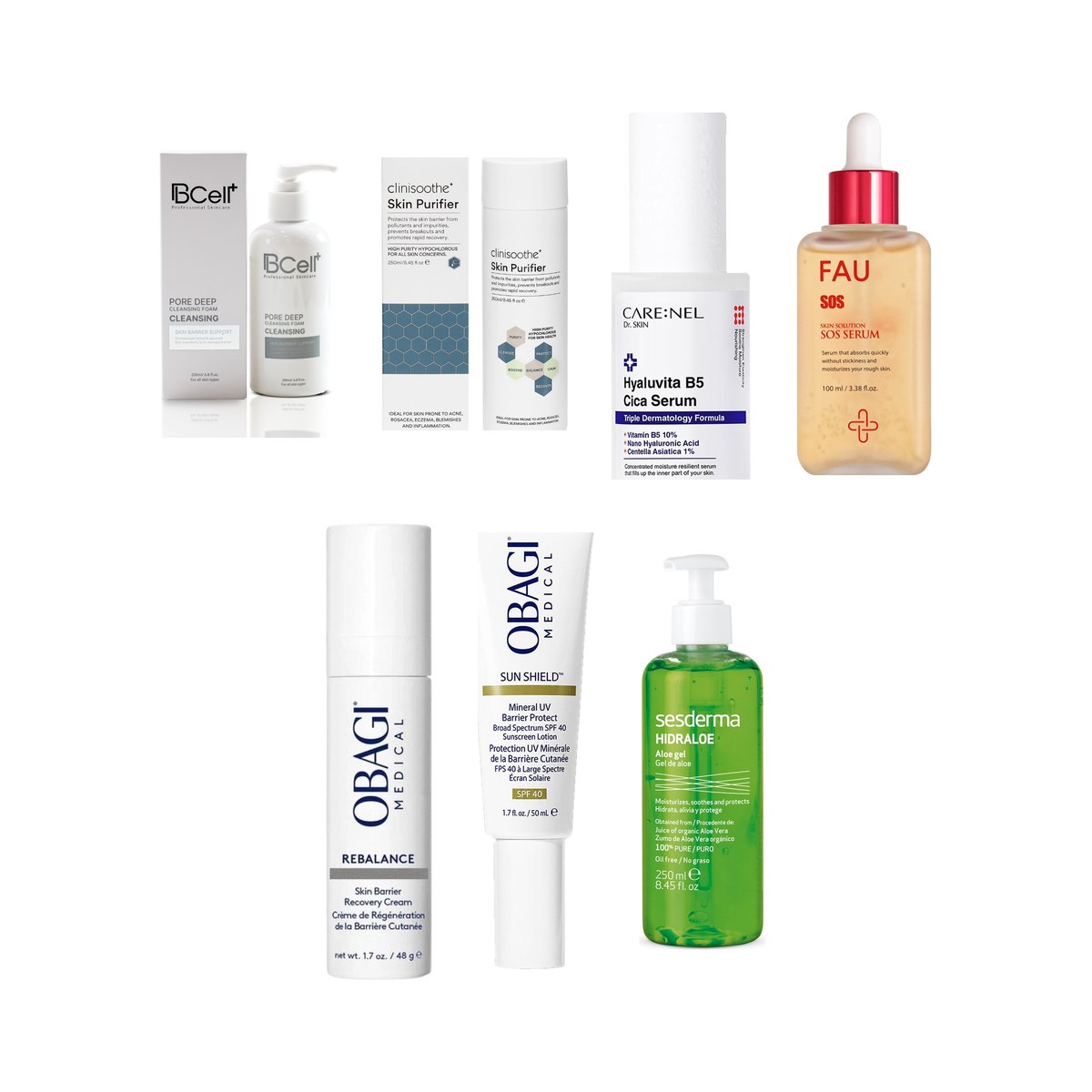 Lona Kit Skin Detox Lona Kit Skin Detox – bộ 7 sản phẩm: BCELL+ DEEP CLEANSING FOAM 200ml, Clinisoothe+ Skin Purifier 250ml - Toner, Care:Nel Hyaluvita B5 Cica Serum ( 30ml), Skin Solution SOS Serum 100ml, Rebalance Skin Barrier Recovery Cream 48, Sunshield Mineral Broa
