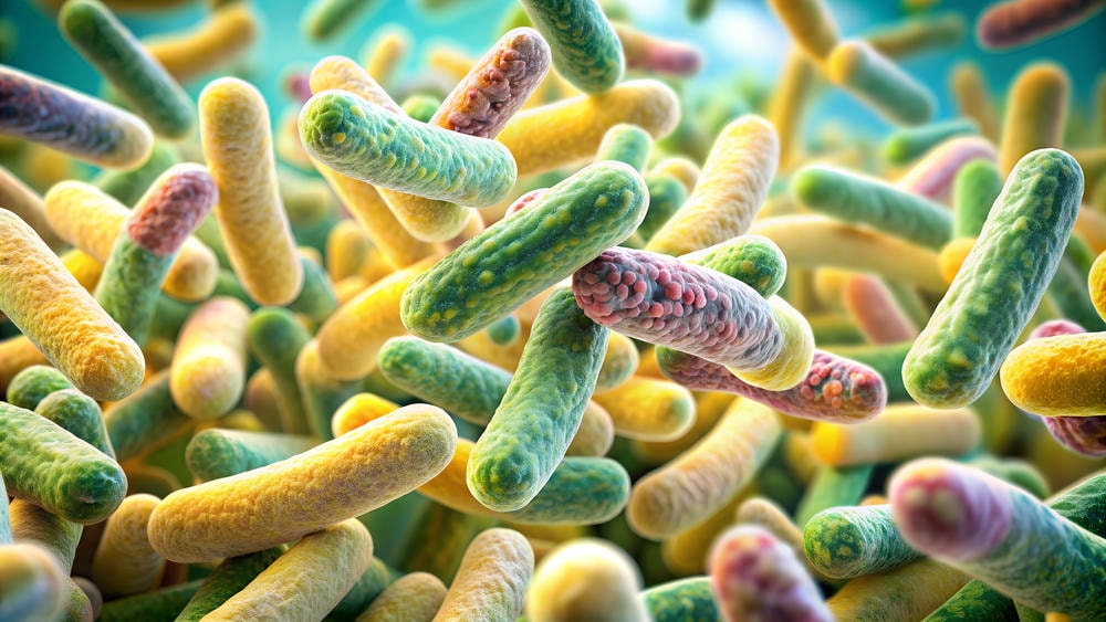 microbiome. Cận cảnh nền của vi khuẩn probiotic