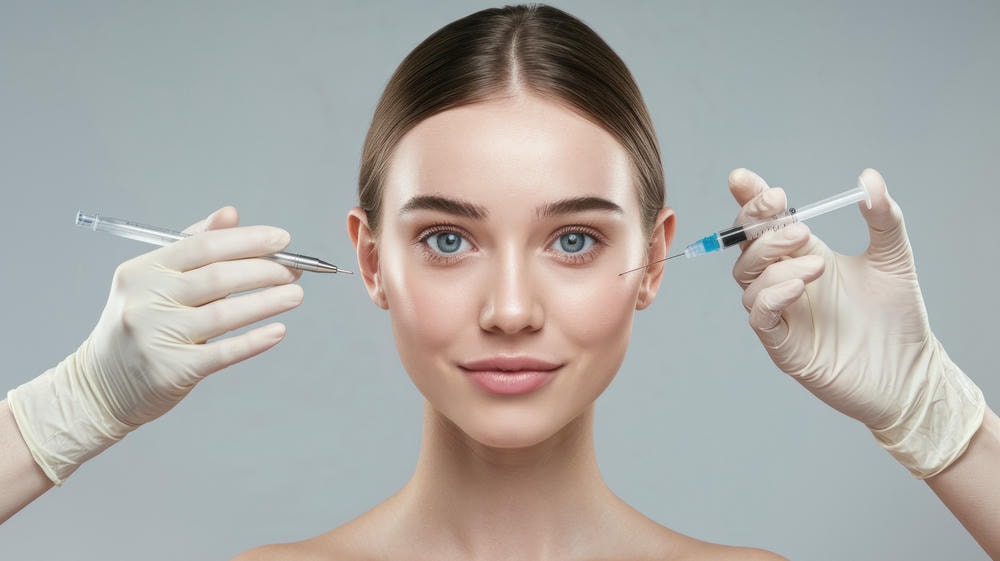 tiêm tan mỡ mặt. Facial cosmetic injection