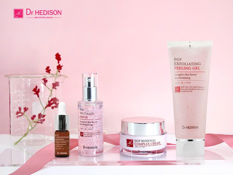 Sản phẩm Dr.HEDISON chứa thành phần gì — tác dụng nào thường gặp trên da? (EGF phục hồi, peptide)