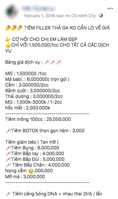Giá sản phẩm filler là bao nhiêu — mua theo cc thì tính ra thế nào?