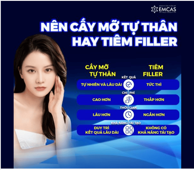 Về thời gian duy trì và độ ổn định: độ bền filler hay mỡ tự thân được lâu hơn?